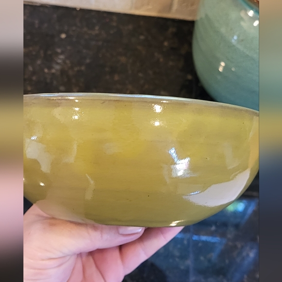 Seagrove North Carolina Olive Green Pottery Bowl - Picture 15 of 15